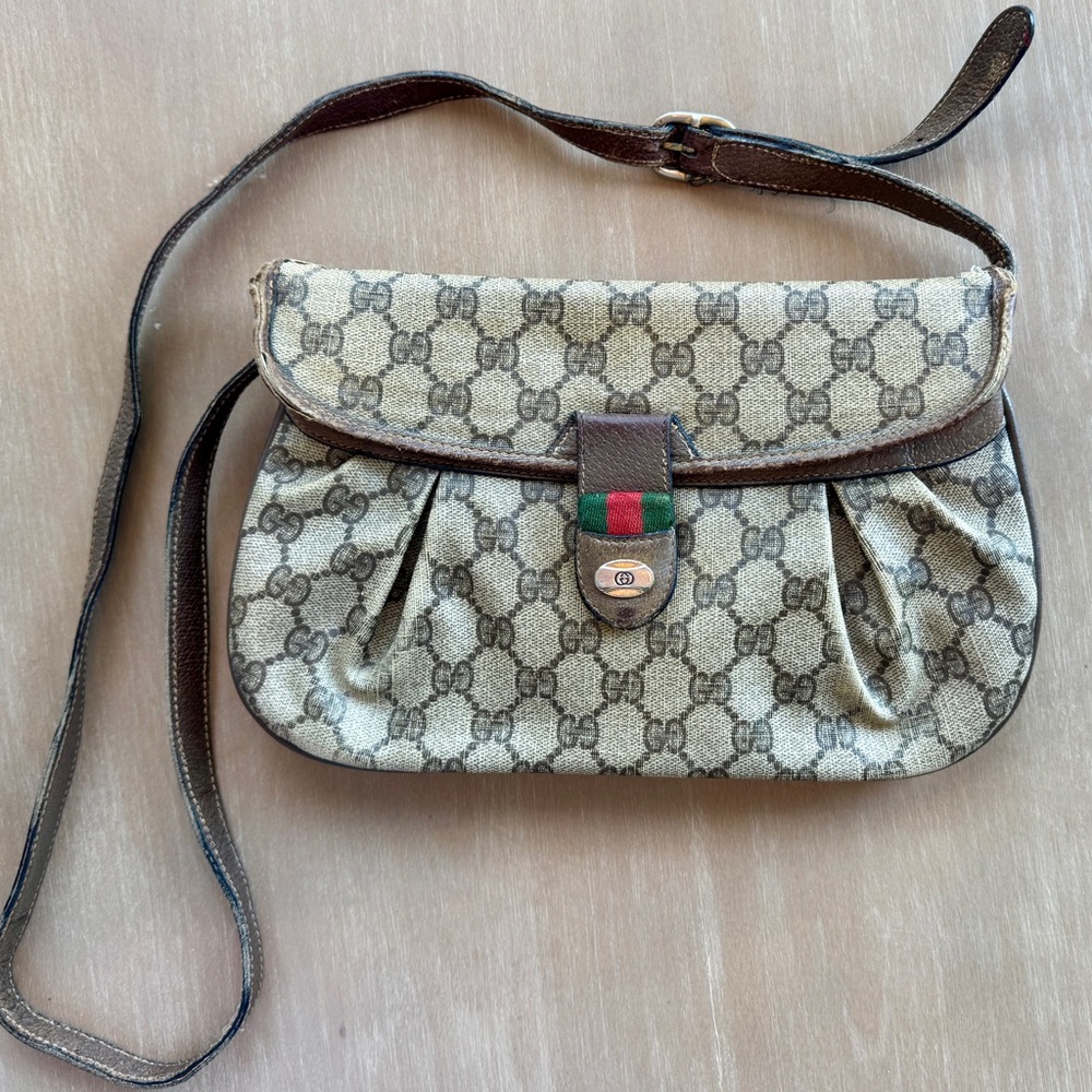 Gucci Beige and Dark Brown Crossbody Bag